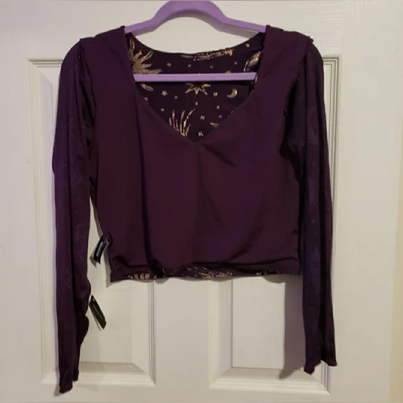 Blackmilk Burned Velvet Sun And Moon Heart Long Sleeve Top - Picture 4 of 6